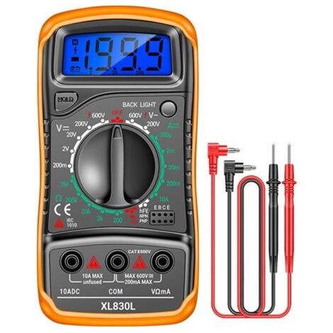 Multimètre portable, écran LCD rétroéclairage, multimètre multifonction, testeur de haute précision pour usine professionnelle et école (orange) (1/5)