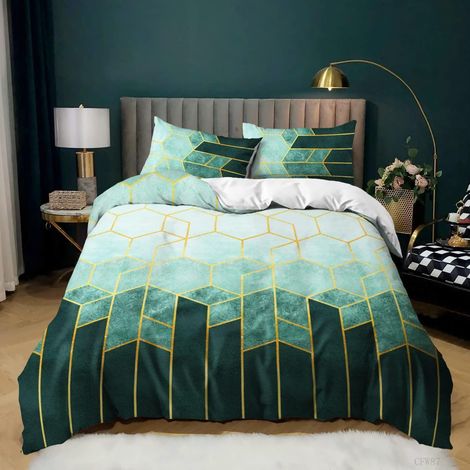 Bettwäsche-Set 200x200cm mit 2 Kissenbezügen 80x80cm, geometrisch gestreift, Mikrofaser