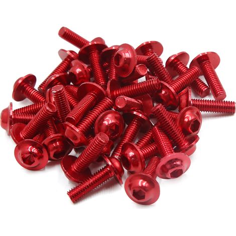 M6 Moto Hex Douille Tête Boulons Pare-chocs Vis Rouge Ensemble de 40 (1/5)