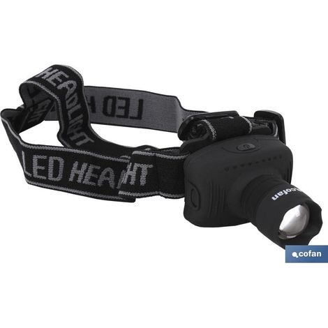 Linterna de cabeza Zoom 3W 120 lúmenes, 80 metros COFAN