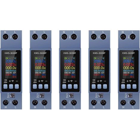 5 compteurs d'énergie TUYA WIFI, montage sur rail DIN, voltmètre, ampèremètre, wattmètre, compteur d'énergie kWh CA 100-290 V, télécommande (1/5)
