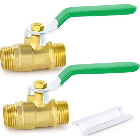 2 pièces 1/4 "BSP femelle à robinet tournant sphérique en laiton avec 4 1/4" connecteurs mâle mâle, adapté pour la connexion de raccords tuyauterie - M X (1/5)