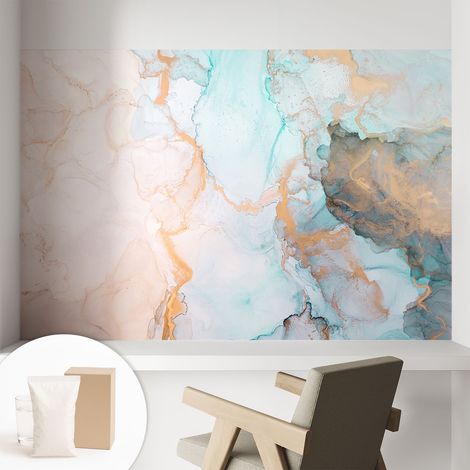 Papier peint avec colle pour décoration moderne de salon chambre à coucher cuisine et bureau Facile Vagues aquarellées 104x70 cm (1/5)
