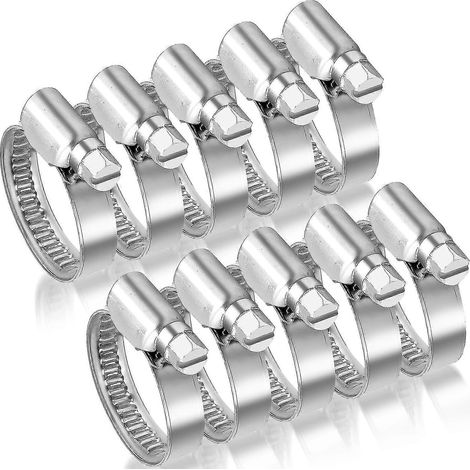 Lot de 10 colliers de serrage réglables en acier inoxydable (20-32 mm) pour la fixation des raccords de tuyaux. (1/5)