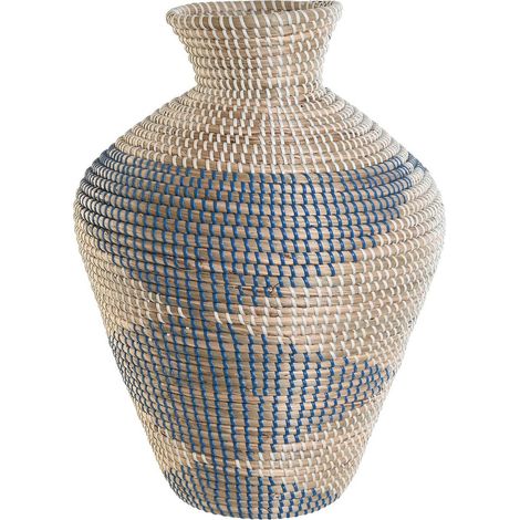 Vase sedge bleu élégance naturelle pour déco - Naturel tressé avec nuances de bleu (1/3)