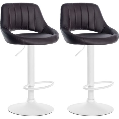 2er Set Barhocker Milet Kunstleder braun Metall matt weiss (1/5)