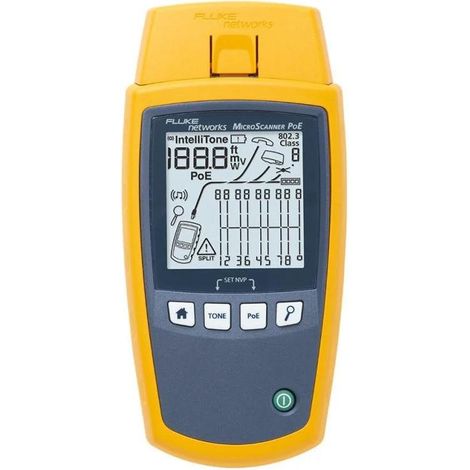 Fluke MicroScanner PoE Comprobador de alimentación PoE Azul, Amarillo