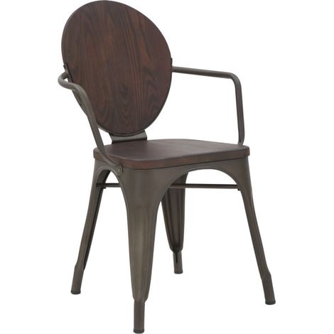 Set 2 Sedie 54x51x83 cm Harlem in Ferro e Legno Naturale e Grigio (1/5)