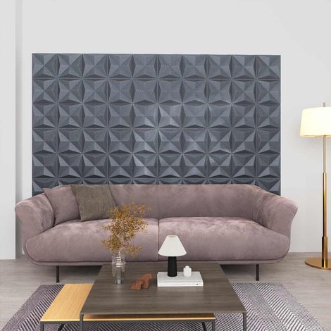 vidaXL Panneaux muraux 24 pcs Origami Gris 50 x 50 cm Mousse XPS