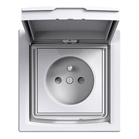 Schneider Electric – Prise de courant 2P+T étanche IP44 avec clapet de protection – Installation sécurisée avec bornes à visser – Profondeur d'encastrement 40 mm