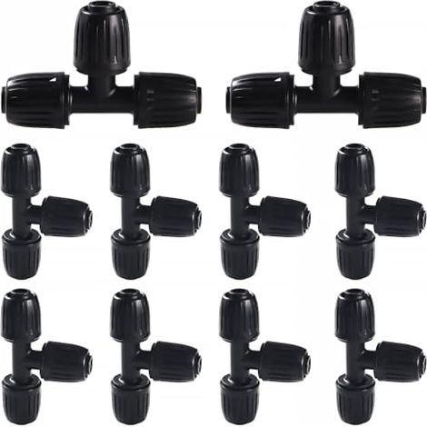 10 Pièces16mm Raccords D'irrigation Goutte à Goutte, Connecteur de Tuyau en T Barbelé, Connecteur de Tuyau D'irrigation, Connecteur D'Irrigation Goutte à Goutte, pour Jardin, Pelouse (Noir)