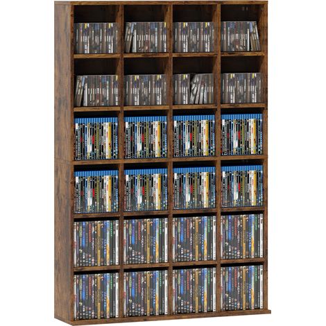 HOMCOM DVD CD Media Storage Rack, Video Display Unit, Rustic Brown