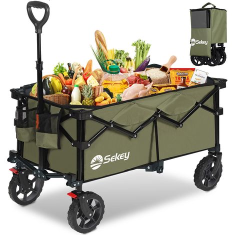 Sekey Chariot pliable 4‑voies avec freins – charge 150 kg – compact – Bleu & Gris (1/5)