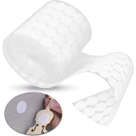 Selbstklebende Klettverschlüsse, 500 Stück (504 Paare), geeignet für Papier, Kunststoff, Glas und Textilien – 20 mm, weiß (1/5)