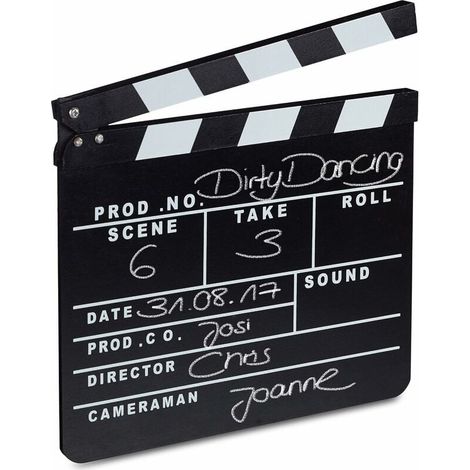 Schwarzes Hollywood Filmklappe Filmklappe Szene Deko Schild HxBxT: 26 x 30 x 30 cm