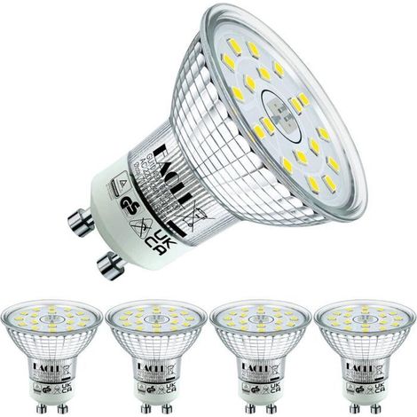 10 bombillas LED, luz blanca fría, 4,9 vatios (equivalente a una bombilla incandescente de 75 vatios), paquete de 4, temperatura de color de 6000 K, 585 lúmenes, sin parpadeo, ángulo de haz de 120°, n (1/4)