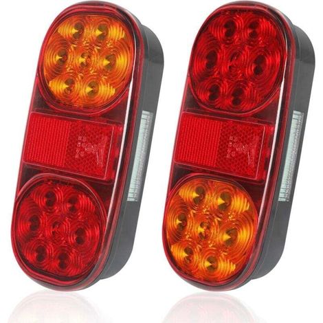 2 Pcs Feux Remorque, 12V Feux de Remorque LED- Feux Stop, Feux Position, Clignotant, Feux Plaque d'immatriculation, Catadioptre,de DEBUNS (1/5)