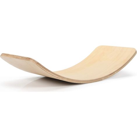 COSTWAY Tabla de Equilibrio de 90 x 30 cm Plataforma de Equilibrio de Madera Tabla Curvada para Yoga para Niños y Adultos Carga hasta 220kg