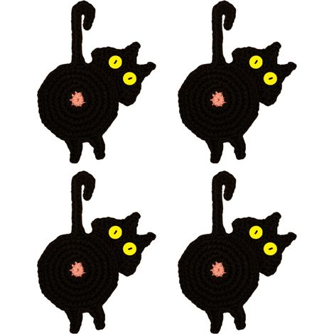 Ensemble de sous-verres crochetés en forme de chat - Cadeau amusant pour les amoureux des chats (1/5)
