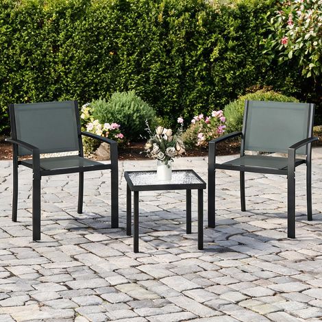 Table de jardin gris Claro en acero Textilene 58 x 58 x 75 cm (1/5)