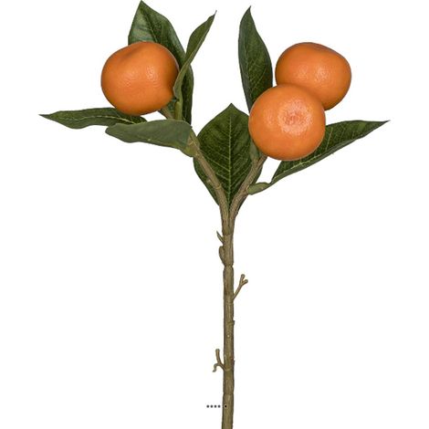 Branche artificielle de 3 mandarines avec feuillage H 28 cm L 16 cm (1/3)