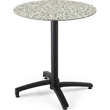 Table bistrot de jardin ronde inclinable 70 cm 4 places terrazzo