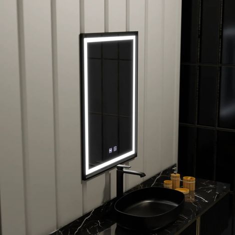 Miroir LED Rectangulaire 60x90 Desembuage Cadre Noir (1/2)