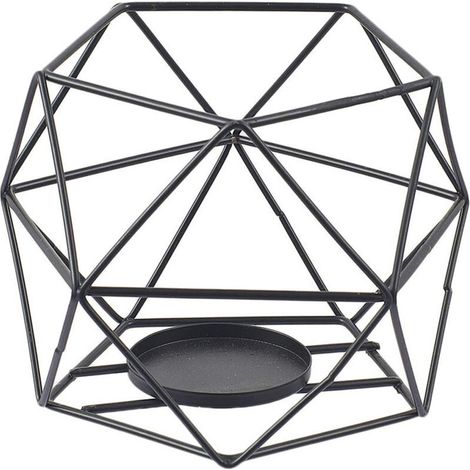 Porte-bougies chauffe-plat de forme géométrique, adaptés aux mariages, à Noël et à la décoration de table à la maison, noirs. (1/5)