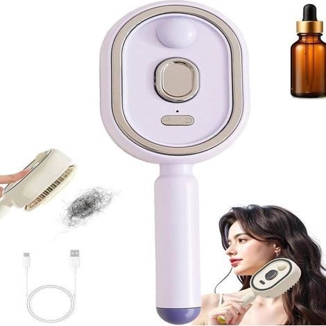 Brosse vapeur lissante 2 en 1 rechargeable – Spray eau, massage air – Anti-frisottis – Violet (1/5)