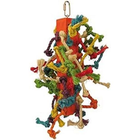 Tyrol Giocattolo Pappagallo Torre di Nodo, Giocattolo Uccello con Tronco, 32 cm, Divertente e colorato, affilare Il Becco, Giocattolo per Pappagallo Facile da Usare, Tutte Le Dimensioni