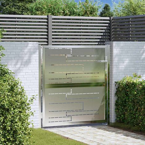 Garden Gate with Lock Silver 85 x 97 cm Stainless Steel vidaXL (1/5)