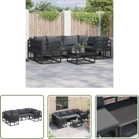 Aluminiumsofa - Gartensofa-set mit Kissen 6 pcs Schwarz Aluminium (1/5)