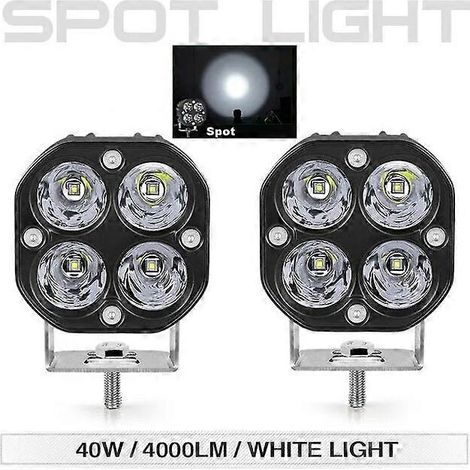 Barre lumineuse LED de travail de 7,6 cm (3 pouces) pour voiture, feux de brouillard, feux de jour, phares de moto, projecteur, feux de jour (DRL) pour Niva Lada 4x4 tout-terrain ATV (2 spots blancs). (1/5)