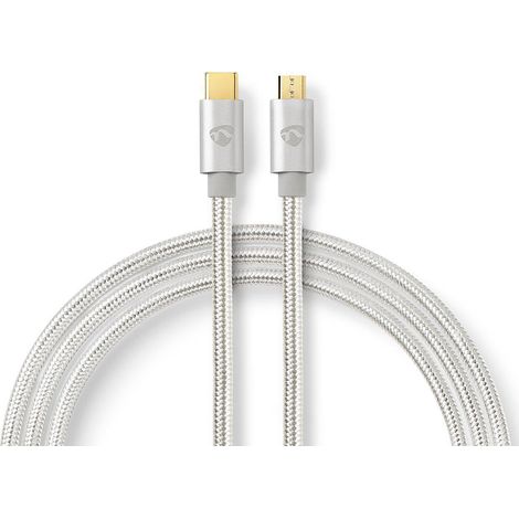 Cable usb usb 20 usb c macho usb micro b macho 10w 480mbps chapado en oro 300 metros redondo trenzado nailon aluminio caja con ventana cubierta