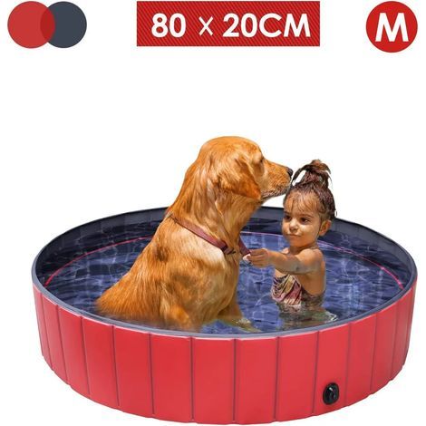 Piscine pliable pour chiens de petite, moyenne et grande taille, matériau résistant, pataugeoire, piscine à balles, pour chiens, enfants et chiens (1/5)