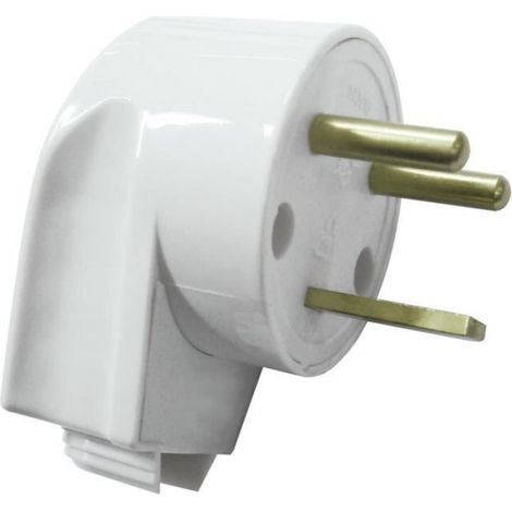 Fiche Electrique Mâle Coudée 2P+T 20A Blanc NF (1/2)