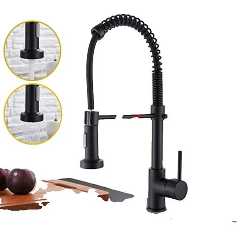 Grifo de cocina de baja presión de agua, de acero inoxidable, giratorio 360 grados. (1/2)