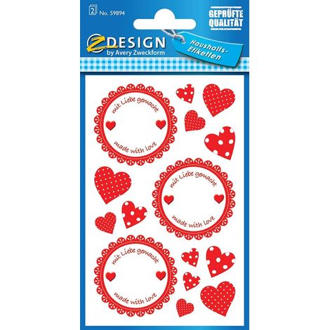 Haushaltsetiketten 6x Emblem 24x Sticker Herzen (1/2)
