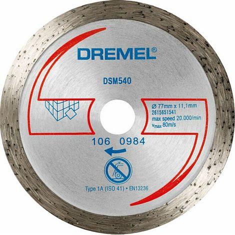 Dremel DSM540 - de Schneidblatt de Diamant, Kreissägezubehör mit 20 mm de Schnitttiefe de für tool DSM20 zum Schneiden von Ziegel, Keramik, Fliesen, Marmor (1/10)