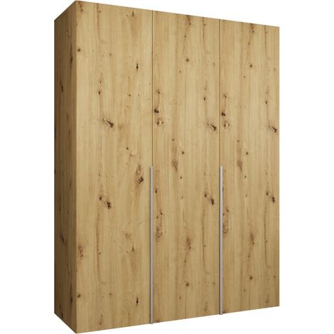 Armoire Hartford 536, Chêne Artisan, 202x150x52cm, Portes d'armoire: Avec des charnières, Nombre d'étagères: 0