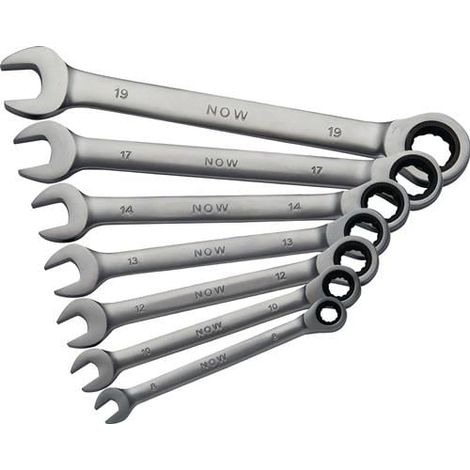 NOW Jeu de clés mixtes à cliquet 7 pcs. ouverture de clés 8-19 mm ( 4000802070 ) (1/4)
