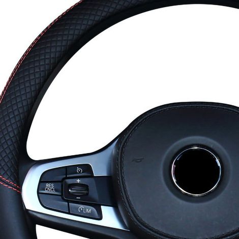 Housse de volant auto universelle en cuir synthétique accessoire intérieur véhicule conducteur F805 - Tout Noir (1/4)