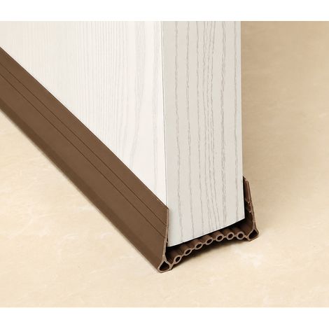 Bas de porte isolant en silicone marron – Étanchéité phonique et thermique – Longueur 1 m – Installation sans colle – Anti-courant d'air (1/5)
