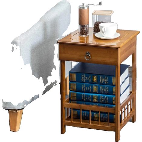 Table de chevet, design multifonctionnel, construction en bambou durable, Chocolat (1/5)