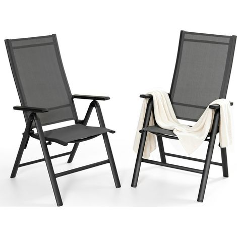 Avestar Lot de 2 chaises pliantes aluminium Textilène, extérieur (1/5)