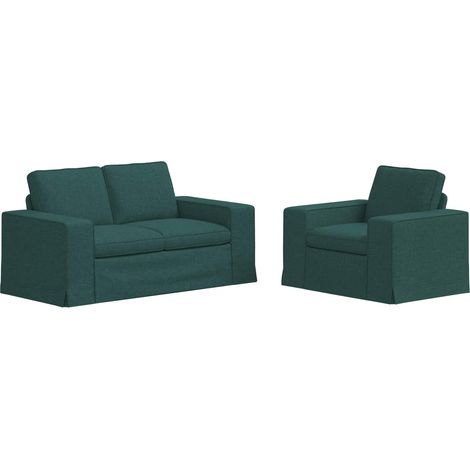 Ensemble de Canapés 2 pcs  Salon de jardin Vert foncé 182 x 80 x 82 cm tissu