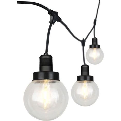 Guirnalda de luces V-TAC de 3 m con 6 bombillas LED E27 y difusores transparentes, IP65, color negro (1/5)