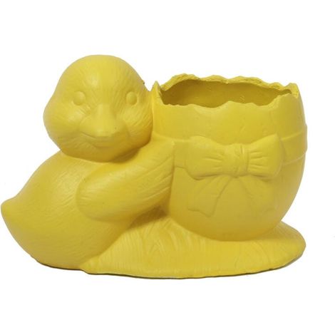 Portauovo di Pasqua in ceramica gialla con decorazione a forma di anatra (1/3)
