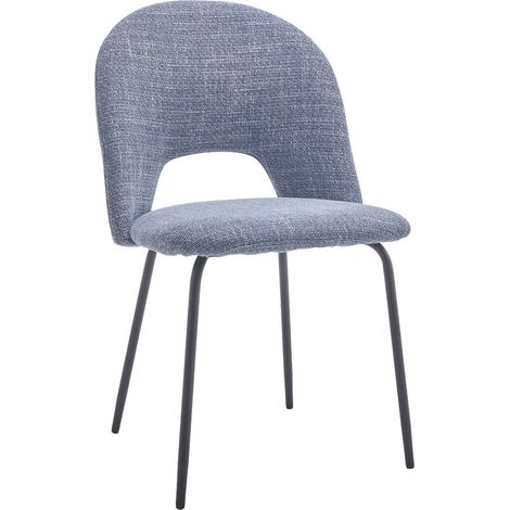 Home Heavenly® Pack 4 Sillas Comedor Cecile – Diseño Elegante con Respaldo Redondeado, Tapizado Tela Suave, Patas Metálicas Negr Color : Azul Jaspeado (1/5)