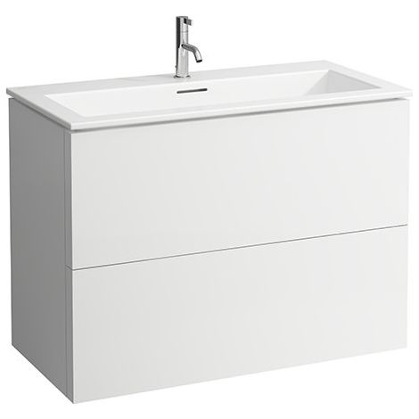 Laufen Kartell Kombipack, combinación de lavabo y base de lavabo con 2 cajones, 1000x500, 1 agujero para grifo, color: gris pizarra - H8603376421041 (1/3)